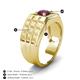 4 - Kellan 1.00 ct (6.50 mm) Rhodolite Garnet Geometric Square Side Design Solitaire Men Band 