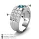 4 - Kellan 0.80 ct (6.00 mm) Blue Diamond Geometric Square Side Design Solitaire Men Band 