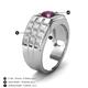 4 - Kellan 1.00 ct (6.50 mm) Rhodolite Garnet Geometric Square Side Design Solitaire Men Band 