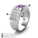 4 - Kellan 0.87 ct (6.50 mm) Amethyst Geometric Square Side Design Solitaire Men Band 