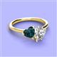 3 - Sasha GIA Certified Pear Shape Diamond & Heart Shape London Blue Topaz 2 Stone Duo Ring 