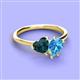 3 - Sasha Heart Shape London Blue Topaz & Pear Shape Blue Topaz 2 Stone Duo Ring 