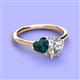 3 - Sasha Heart Shape London Blue Topaz & Pear Shape Forever Brilliant Moissanite 2 Stone Duo Ring 
