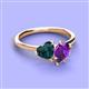 3 - Sasha Heart Shape London Blue Topaz & Pear Shape Amethyst 2 Stone Duo Ring 