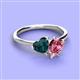 3 - Sasha Heart Shape London Blue Topaz & Pear Shape Pink Tourmaline 2 Stone Duo Ring 