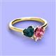 3 - Sasha Heart Shape London Blue Topaz & Pear Shape Pink Tourmaline 2 Stone Duo Ring 