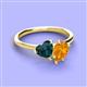 3 - Sasha Heart Shape London Blue Topaz & Pear Shape Citrine 2 Stone Duo Ring 