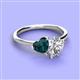 3 - Sasha Heart Shape London Blue Topaz & Pear Shape Forever Brilliant Moissanite 2 Stone Duo Ring 