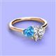 3 - Sasha Heart Shape Blue Topaz & Pear Shape Forever Brilliant Moissanite 2 Stone Duo Ring 