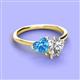 3 - Sasha GIA Certified Pear Shape Diamond & Heart Shape Blue Topaz 2 Stone Duo Ring 