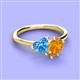 3 - Sasha Heart Shape Blue Topaz & Pear Shape Citrine 2 Stone Duo Ring 