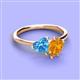3 - Sasha Heart Shape Blue Topaz & Pear Shape Citrine 2 Stone Duo Ring 