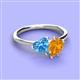 3 - Sasha Heart Shape Blue Topaz & Pear Shape Citrine 2 Stone Duo Ring 