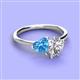 3 - Sasha Heart Shape Blue Topaz & Pear Shape Forever Brilliant Moissanite 2 Stone Duo Ring 