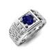 5 - Kellan 1.15 ct (6.00 mm) Blue Sapphire Geometric Square Side Design Solitaire Men Band 