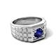 6 - Kellan 1.15 ct (6.00 mm) Blue Sapphire Geometric Square Side Design Solitaire Men Band 