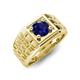 5 - Kellan 1.15 ct (6.00 mm) Blue Sapphire Geometric Square Side Design Solitaire Men Band 