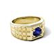 6 - Kellan 1.15 ct (6.00 mm) Blue Sapphire Geometric Square Side Design Solitaire Men Band 