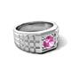 6 - Kellan 1.10 ct (6.00 mm) Pink Sapphire Geometric Square Side Design Solitaire Men Band 