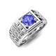 5 - Kellan 0.92 ct (6.50 mm) Tanzanite Geometric Square Side Design Solitaire Men Band 