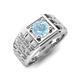 5 - Kellan 0.87 ct (6.50 mm) Aquamarine Geometric Square Side Design Solitaire Men Band 