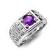 5 - Kellan 0.87 ct (6.50 mm) Amethyst Geometric Square Side Design Solitaire Men Band 