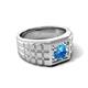 6 - Kellan 0.95 ct (6.50 mm) Blue Topaz Geometric Square Side Design Solitaire Men Band 