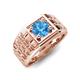 5 - Kellan 0.95 ct (6.50 mm) Blue Topaz Geometric Square Side Design Solitaire Men Band 