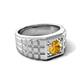 6 - Kellan 0.87 ct (6.50 mm) Citrine Geometric Square Side Design Solitaire Men Band 