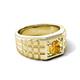6 - Kellan 0.87 ct (6.50 mm) Citrine Geometric Square Side Design Solitaire Men Band 