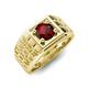 5 - Kellan 1.05 ct (6.50 mm) Red Garnet Geometric Square Side Design Solitaire Men Band 