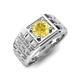 5 - Kellan 0.95 ct (6.00 mm) Yellow Sapphire Geometric Square Side Design Solitaire Men Band 