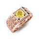 5 - Kellan 0.95 ct (6.00 mm) Yellow Sapphire Geometric Square Side Design Solitaire Men Band 