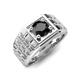 5 - Kellan 1.00 ct (6.00 mm) Black Diamond Geometric Square Side Design Solitaire Men Band 