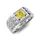 5 - Kellan 0.80 ct (6.00 mm) Yellow Diamond Geometric Square Side Design Solitaire Men Band 