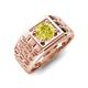 5 - Kellan 0.80 ct (6.00 mm) Yellow Diamond Geometric Square Side Design Solitaire Men Band 