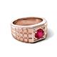 6 - Kellan 0.95 ct (6.00 mm) Ruby Geometric Square Side Design Solitaire Men Band 