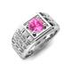 5 - Kellan 1.10 ct (6.00 mm) Pink Sapphire Geometric Square Side Design Solitaire Men Band 