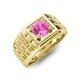 5 - Kellan 1.10 ct (6.00 mm) Pink Sapphire Geometric Square Side Design Solitaire Men Band 