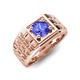 5 - Kellan 0.92 ct (6.50 mm) Tanzanite Geometric Square Side Design Solitaire Men Band 