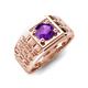 5 - Kellan 0.87 ct (6.50 mm) Amethyst Geometric Square Side Design Solitaire Men Band 