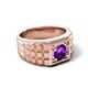 6 - Kellan 0.87 ct (6.50 mm) Amethyst Geometric Square Side Design Solitaire Men Band 