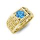 5 - Kellan 0.95 ct (6.50 mm) Blue Topaz Geometric Square Side Design Solitaire Men Band 