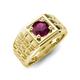 5 - Kellan 1.00 ct (6.50 mm) Rhodolite Garnet Geometric Square Side Design Solitaire Men Band 