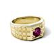 6 - Kellan 1.00 ct (6.50 mm) Rhodolite Garnet Geometric Square Side Design Solitaire Men Band 