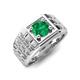 5 - Kellan 0.80 ct (6.00 mm) Emerald Geometric Square Side Design Solitaire Men Band 