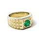 6 - Kellan 0.80 ct (6.00 mm) Emerald Geometric Square Side Design Solitaire Men Band 