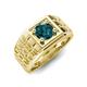 5 - Kellan 0.95 ct (6.50 mm) London Blue Topaz Geometric Square Side Design Solitaire Men Band 
