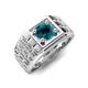 5 - Kellan 0.80 ct (6.00 mm) Blue Diamond Geometric Square Side Design Solitaire Men Band 
