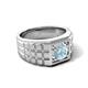 6 - Kellan 0.87 ct (6.50 mm) Aquamarine Geometric Square Side Design Solitaire Men Band 